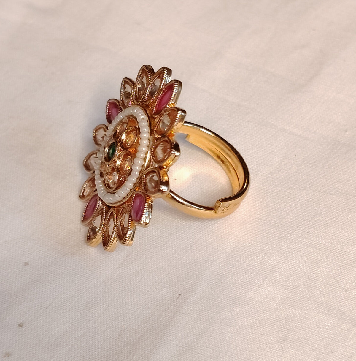 Polki Ring Indian Traditional Statement Ring Bridal Wedding Party Jewelry Roz Jewellers.