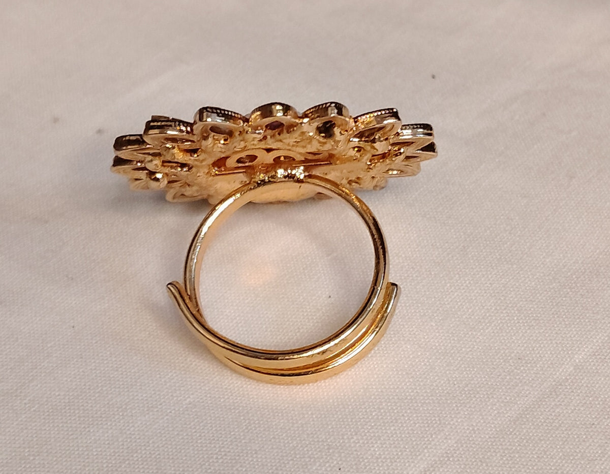 Polki Ring Indian Traditional Statement Ring Bridal Wedding Party Jewelry Roz Jewellers.