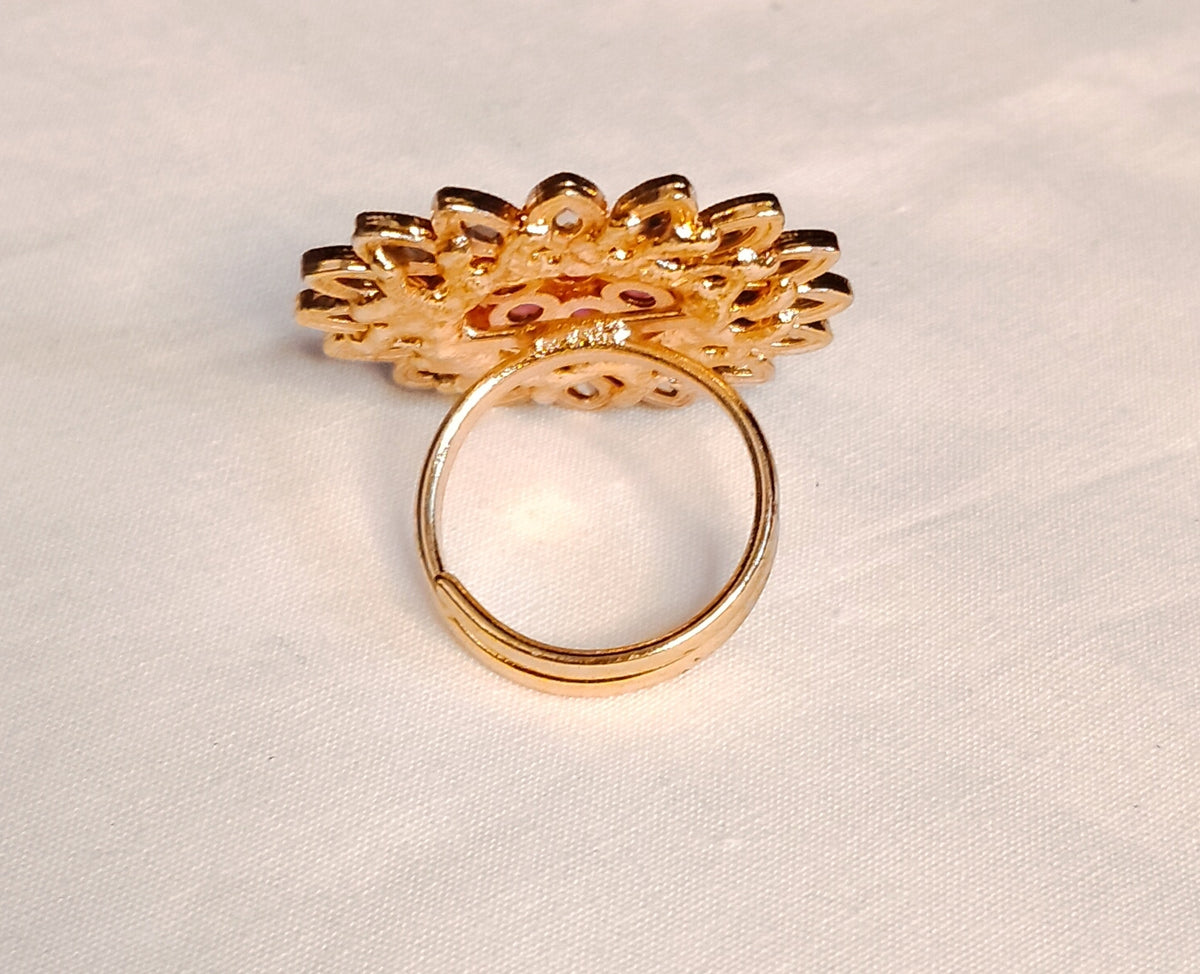 Indian Polki Style Ring Gold Tone Statement Bridal Wedding Ethnic Jewelry Roz Jewellers.