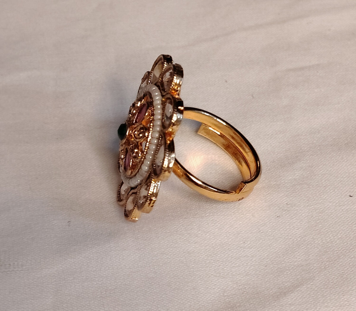 Traditional Indian Polki Ring Statement Cocktail Ring Wedding Bridal Jewelry Roz Jewellers.