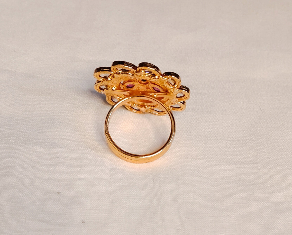 Traditional Indian Polki Ring Statement Cocktail Ring Wedding Bridal Jewelry Roz Jewellers.