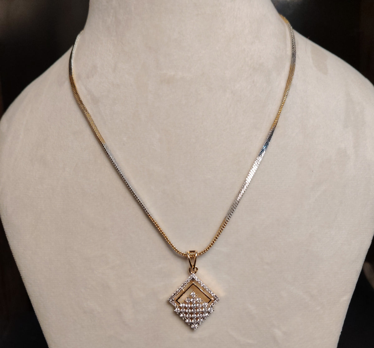 Designer AD Pendant Necklace American Diamond Jewellery for Women Roz Jewellers.