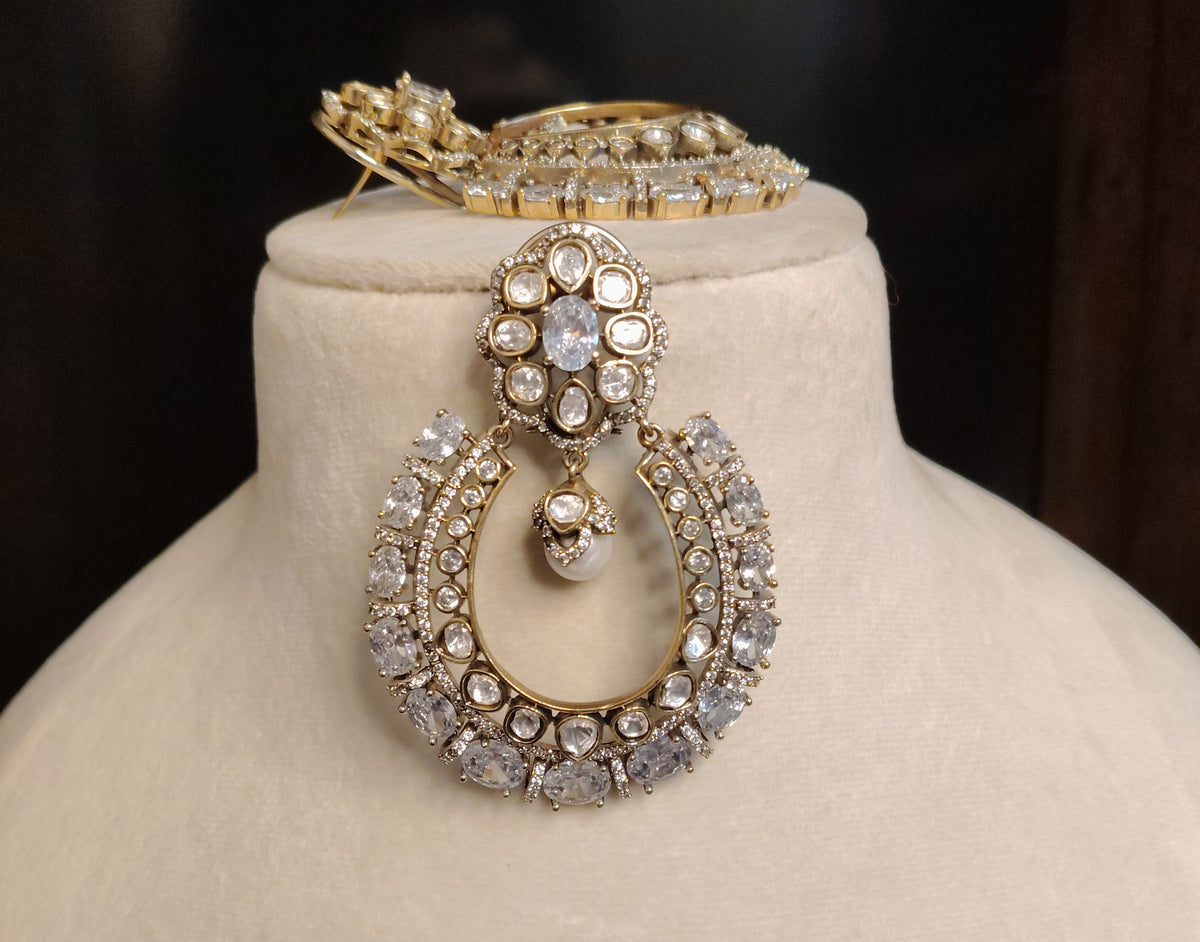 White Moissanite Choker Necklace Bridal Wedding Jewellery Luxury Statement Set.