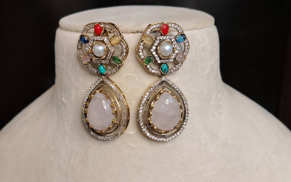 Elegant White Moissanite Multicolour Choker Necklace Wedding Ethnic Jewellery