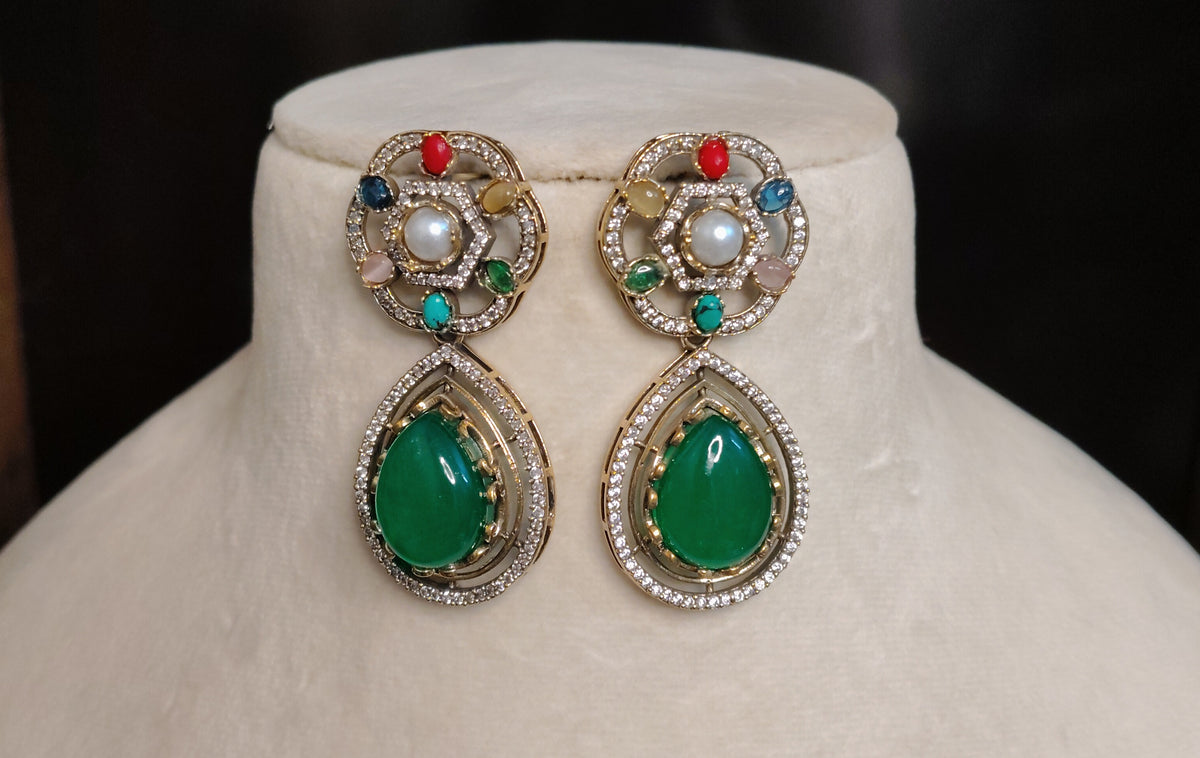 Emerald Multicolour Moissanite Choker Necklace Indian Bridal Wedding Jewellery Roz Jewellers