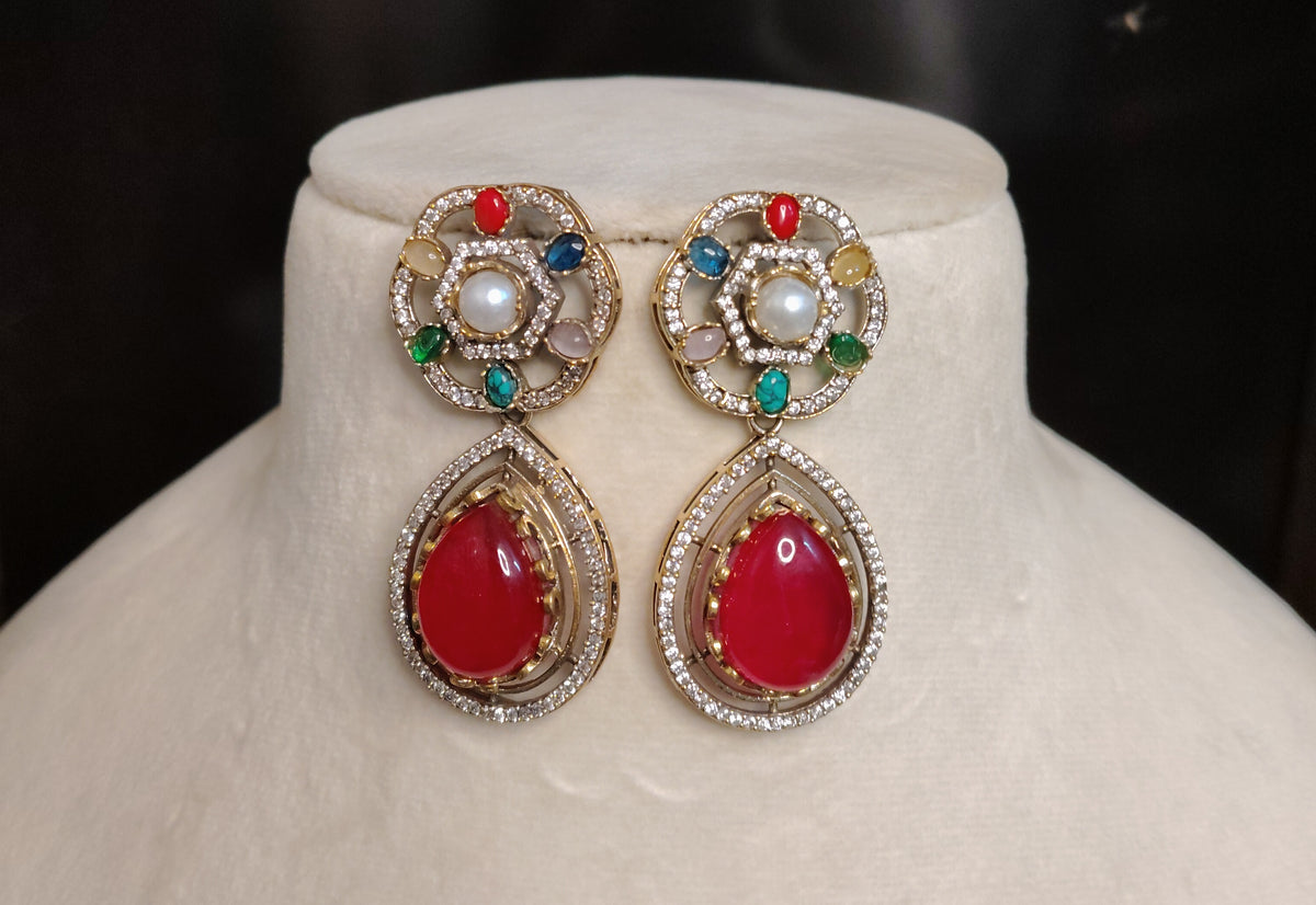 Ruby Moissanite Multicolour Choker Necklace Women Indian Wedding Bridal Jewellery Roz Jewellers
