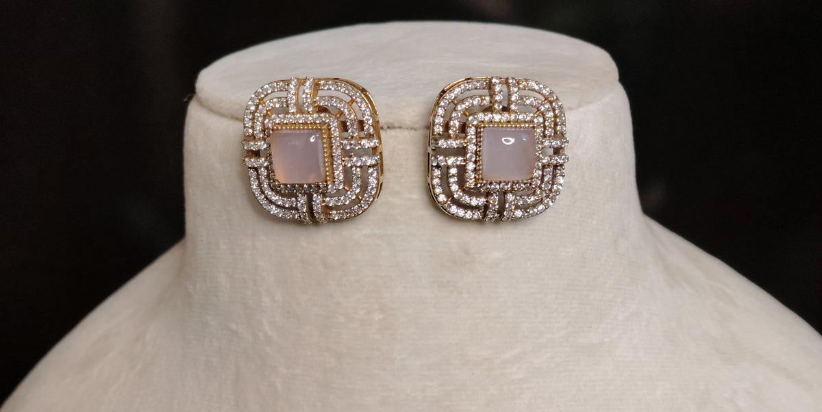 Blush Pink Moissanite Choker Necklace Designer Bridal Statement Jewelry Wedding Roz Jewellers