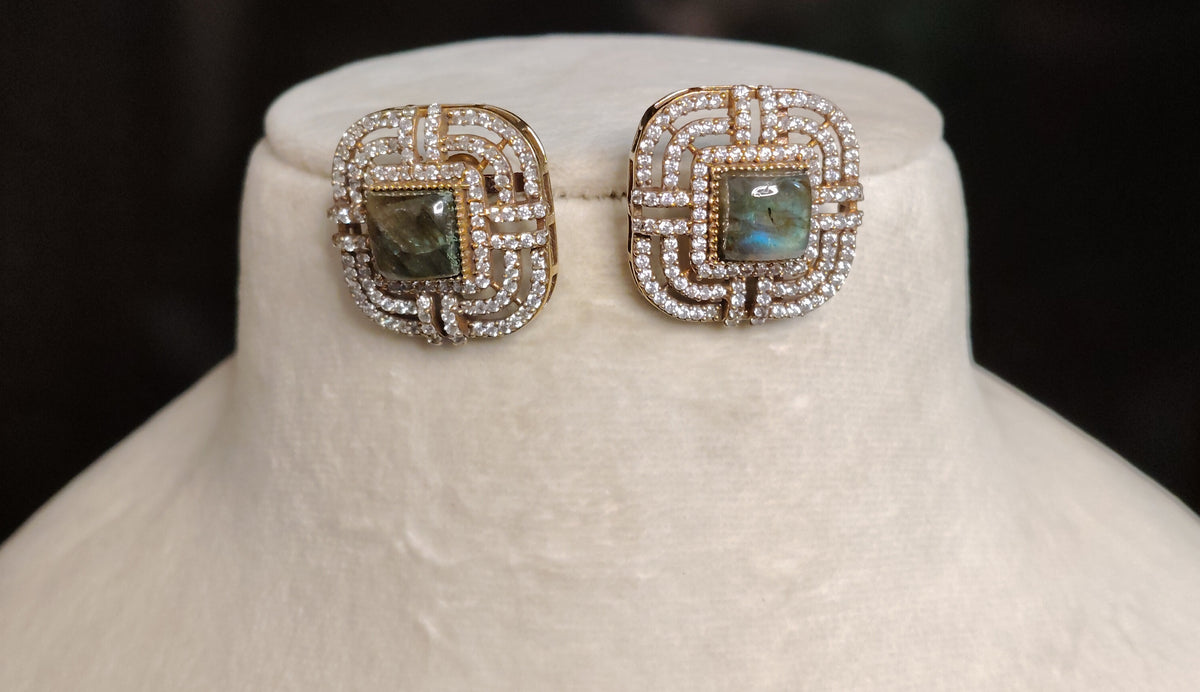 Luxury Moissanite Choker Necklace Bridal Wedding Indian Pakistani Jewelry Set Roz Jewellers