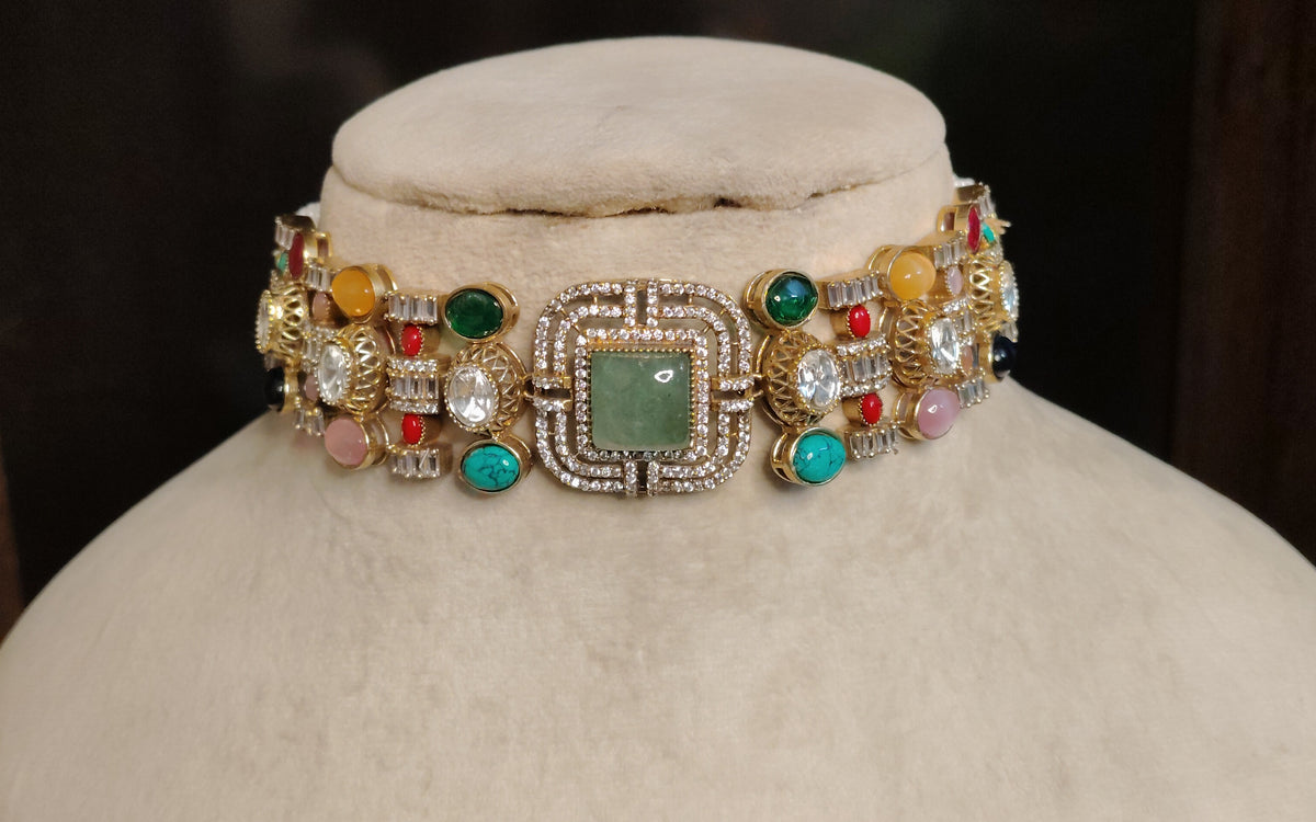 Moissanite Choker Necklace Indian Bridal Wedding Statement Jewelry for Women Roz Jewellers