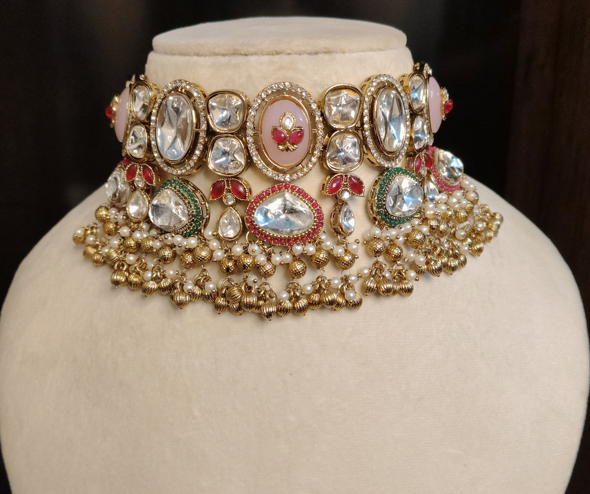Luxury Pink Moissanite Choker Necklace for Women Elegant Party Jewellery Roz Jewellers
