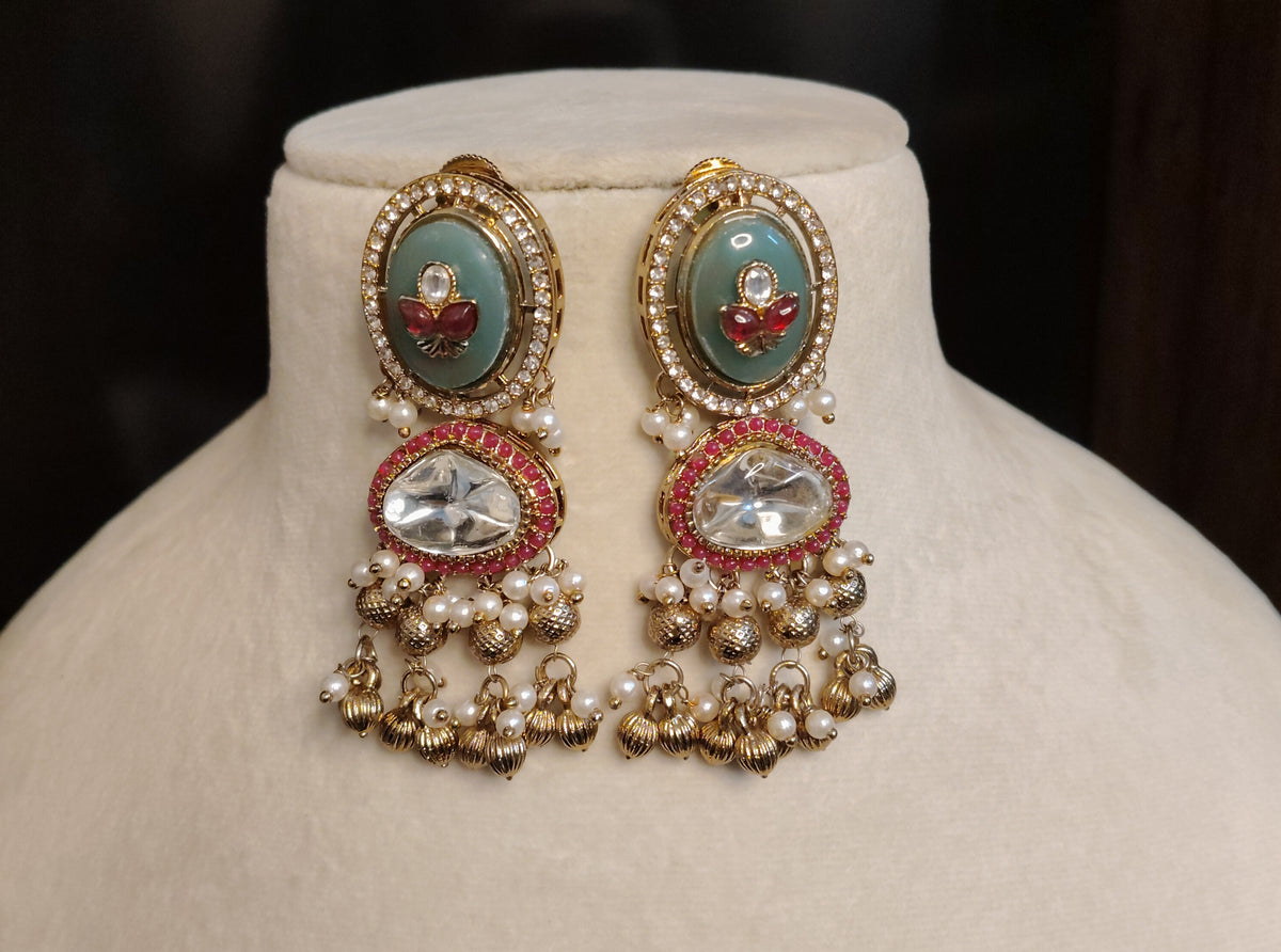 Gray Moissanite Choker Necklace Set with Matching Earrings Wedding Jewellery Roz Jewellers