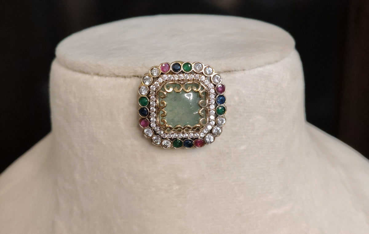 Mint Green Moissanite Bridal Choker Necklace Set Wedding Reception Jewellery Roz Jewellers