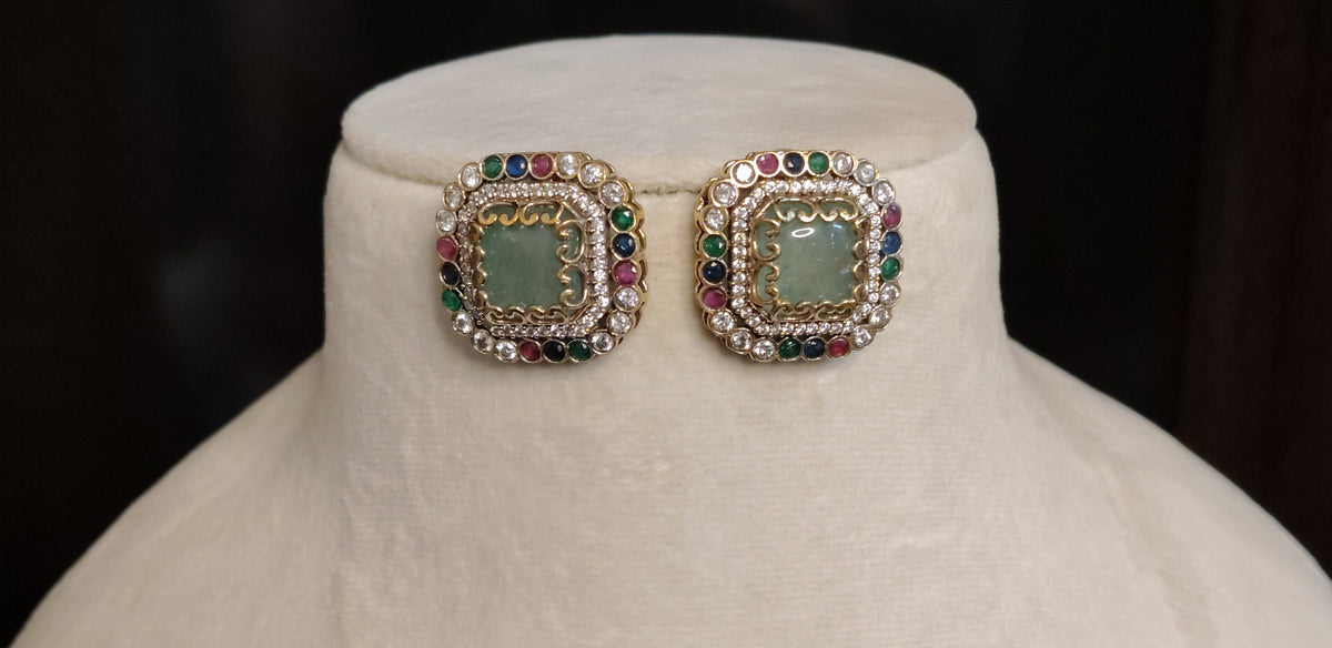 Mint Green Moissanite Bridal Choker Necklace Set Wedding Reception Jewellery Roz Jewellers