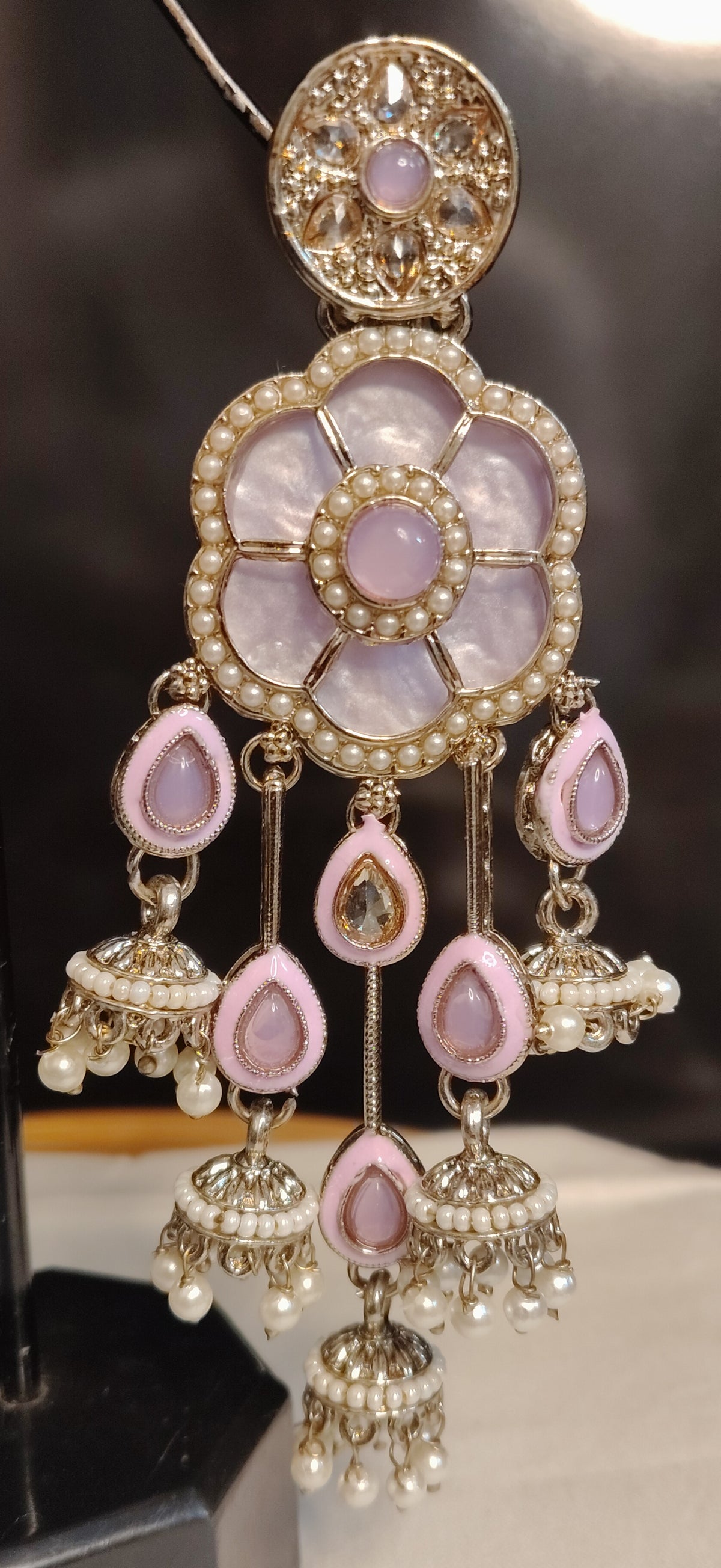 Purple Moissanite Statement Earrings Floral Design Traditional Wedding Jewelry Roz Jewellers