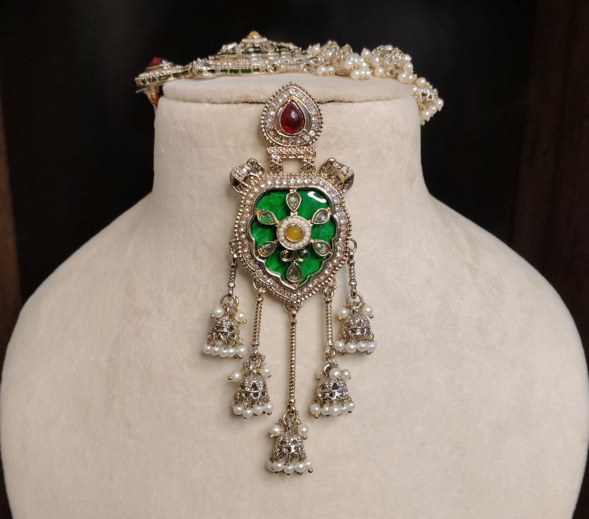 Ruby, Emerald Moissanite Style Earrings Indian Ethnic Wedding Jewelry for Women Roz Jewellers