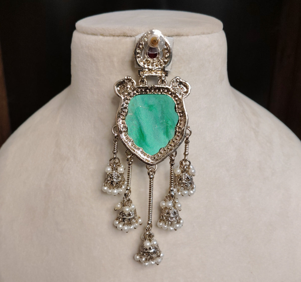 Ruby, Emerald Moissanite Style Earrings Indian Ethnic Wedding Jewelry for Women Roz Jewellers