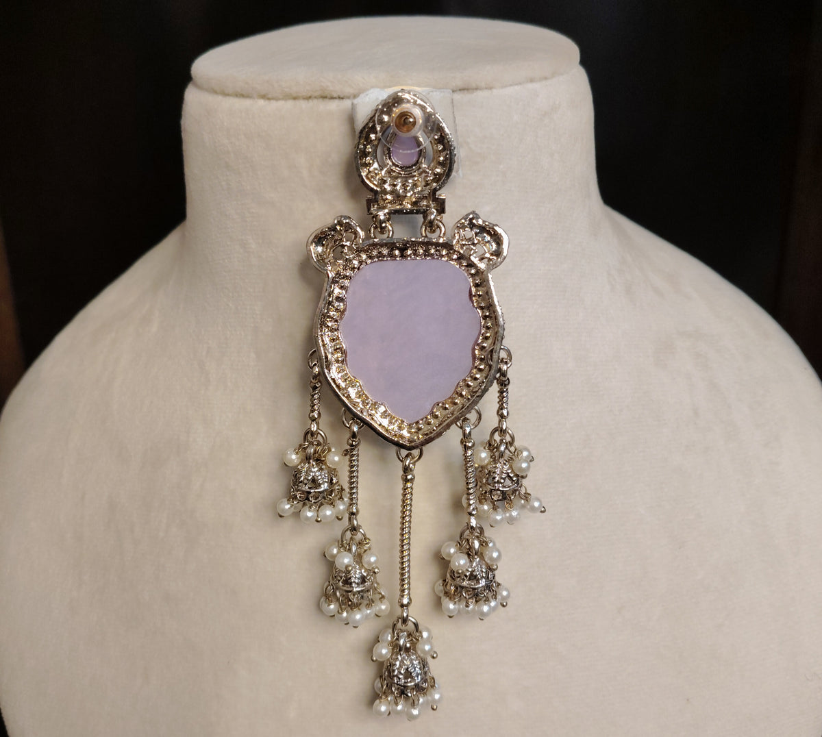 Purple Luxury Moissanite Dangle Earrings Indian Bridal Ethnic Statement Jewelry Roz Jewellers