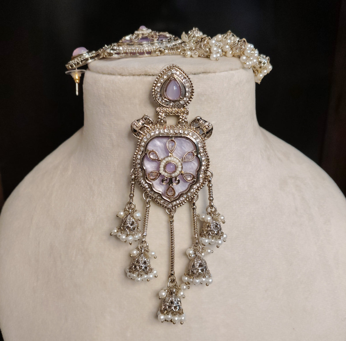 Purple Luxury Moissanite Dangle Earrings Indian Bridal Ethnic Statement Jewelry Roz Jewellers