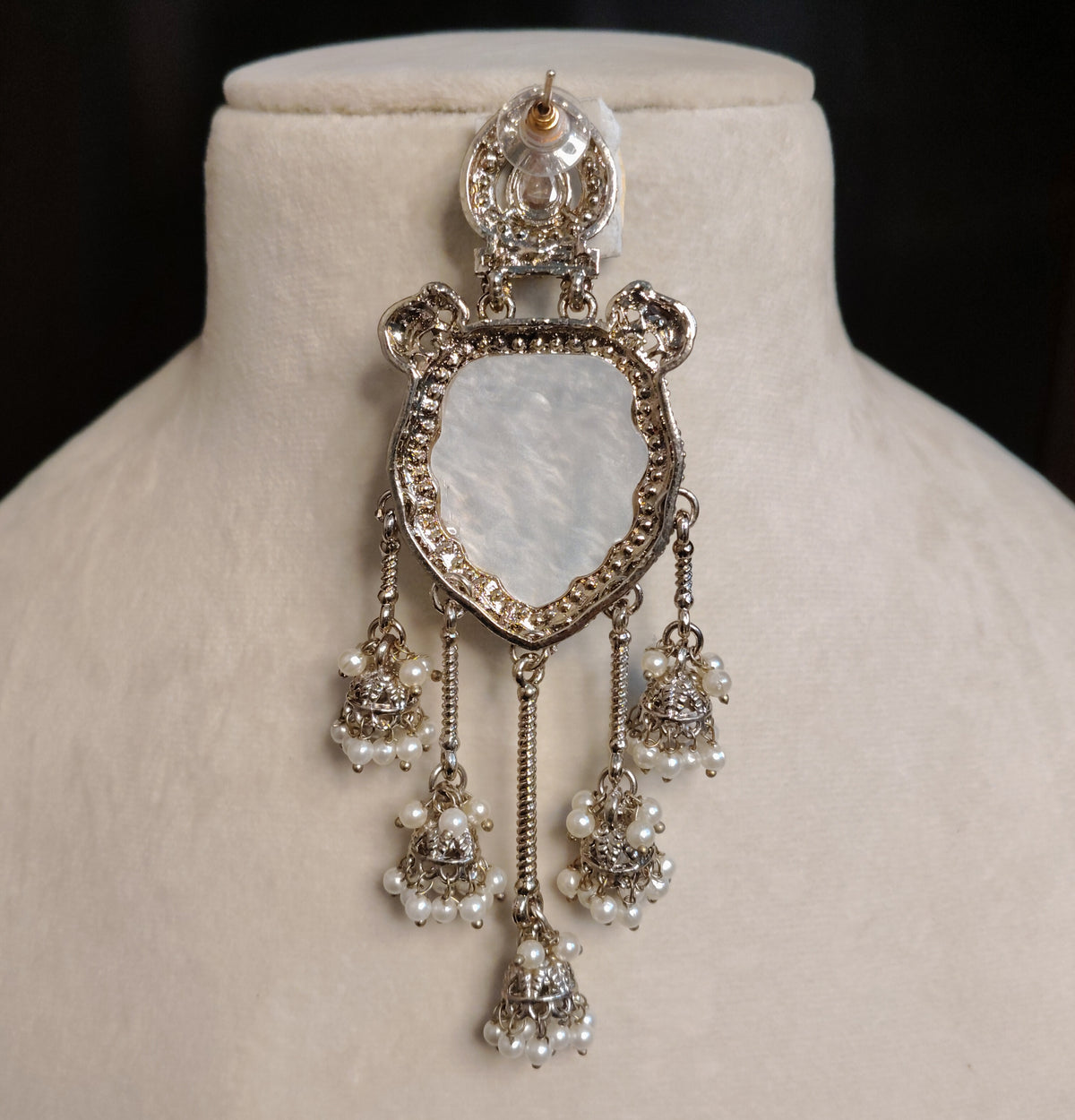 Traditional White Moissanite Drop Earrings Indian Bridal Party Wear Jewelry Roz Jewellers