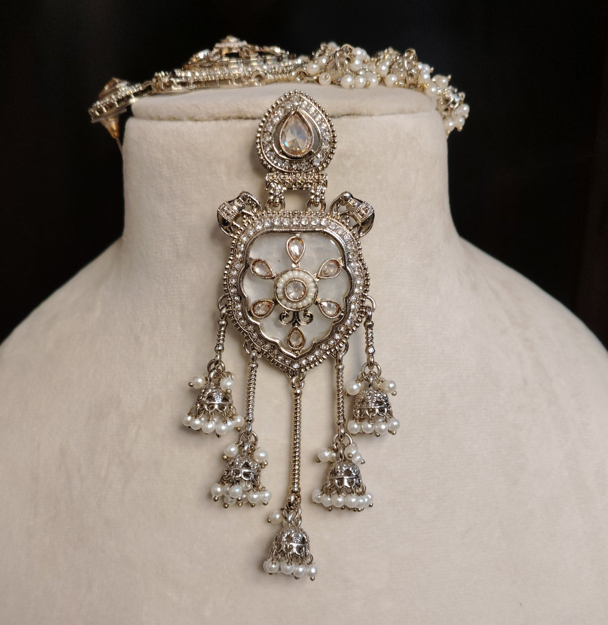 Traditional White Moissanite Drop Earrings Indian Bridal Party Wear Jewelry Roz Jewellers
