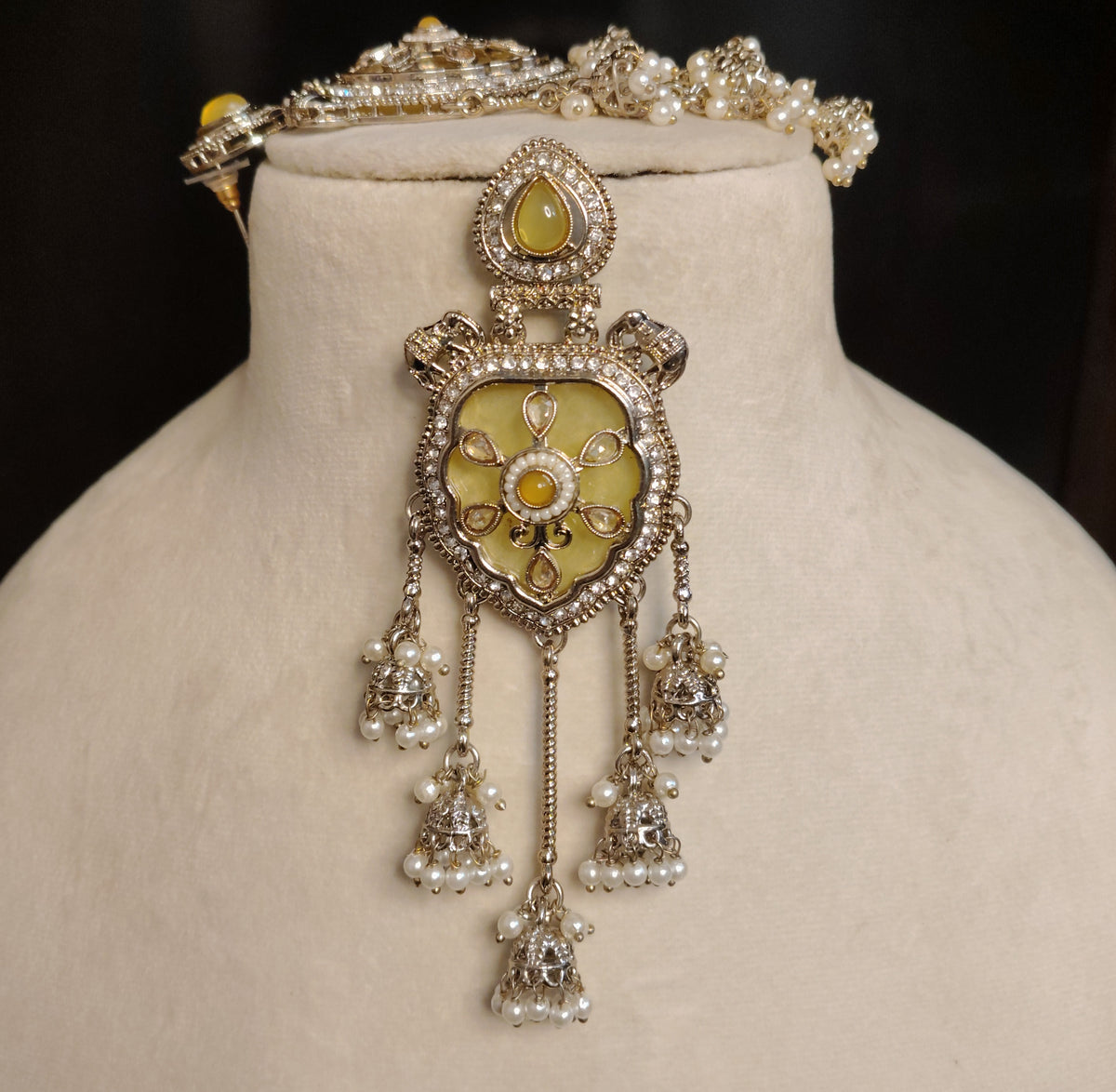 Yellow Traditional Moissanite Drop Earrings Indian Bridal Party Wear Jewelry Roz Jewellers