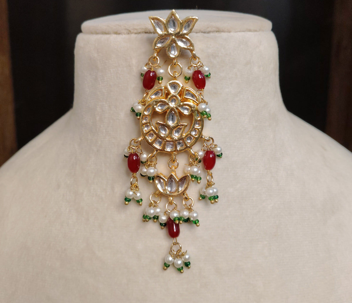 Elegant Ruby Red Kundan Drop Earrings for Women Traditional Wedding Jewelry Roz Jewellers