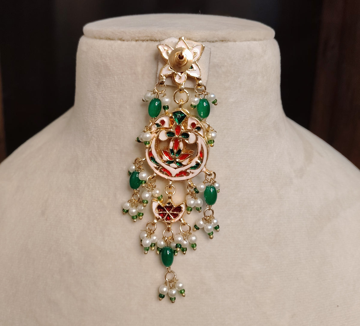 Emerald Traditional Kundan Earrings for Women Indian Bridal Wedding Jewelry Roz Jewellers