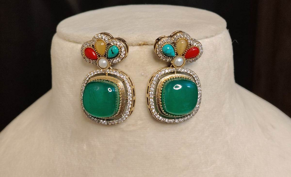 Elegant Emerald Moissanite Choker Necklace Multi Stone Design Festive Jewellery Roz Jewellers