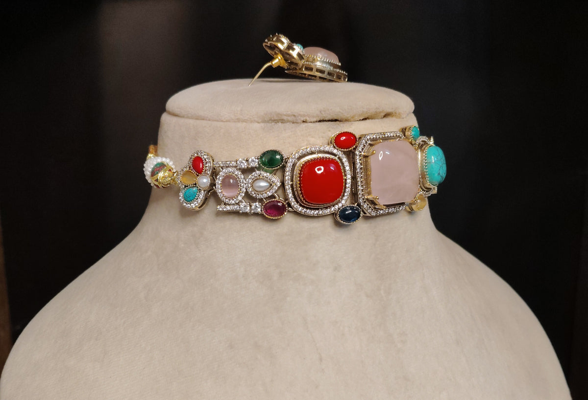 Blush Pink Moissanite Multi Stone Choker Necklace Elegant Statement Party Jewelery Roz Jewellers
