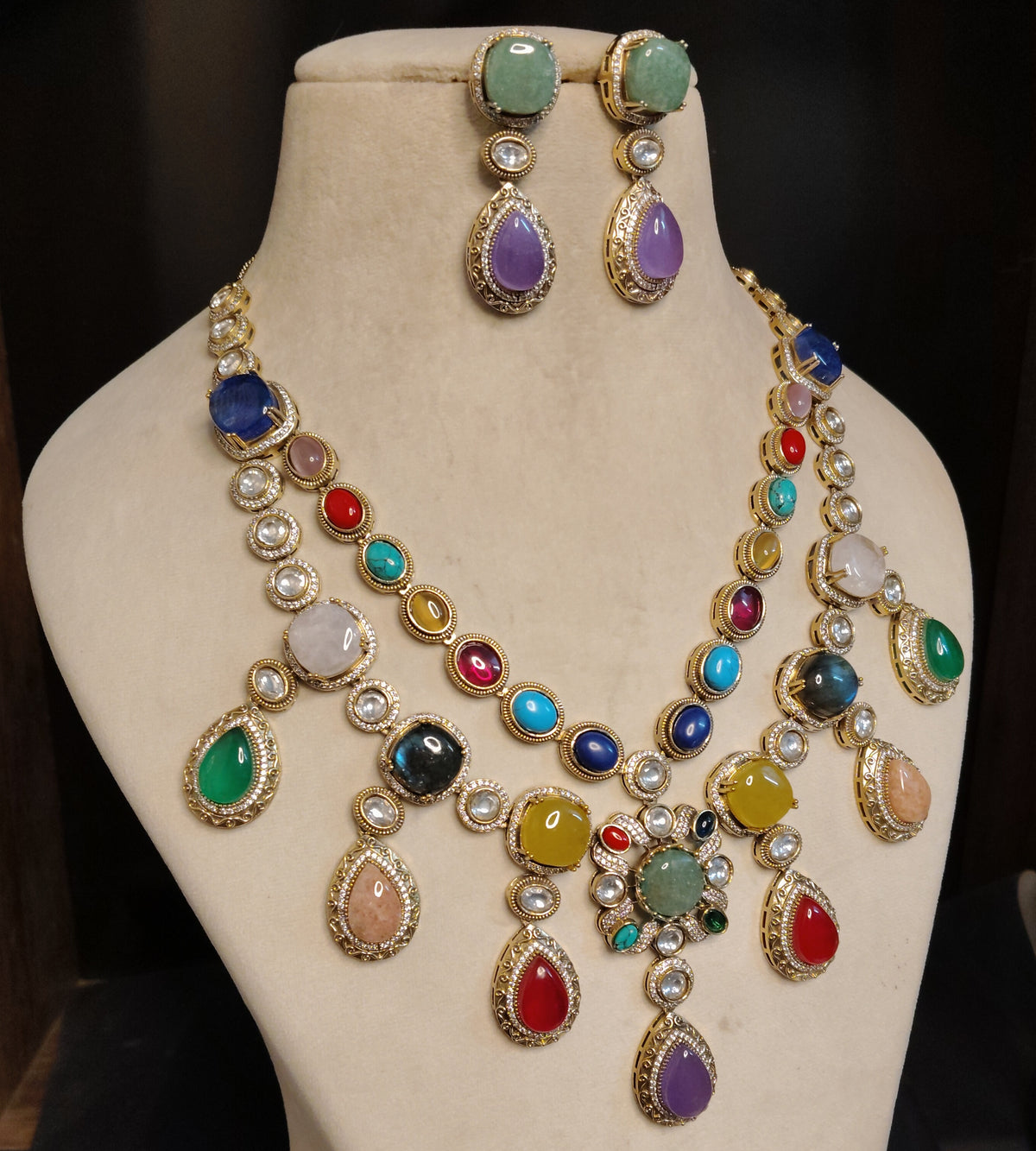 Long Multi Stone Moissanite Choker Necklace Statement Bridal Wedding Jewelry Roz Jewellers