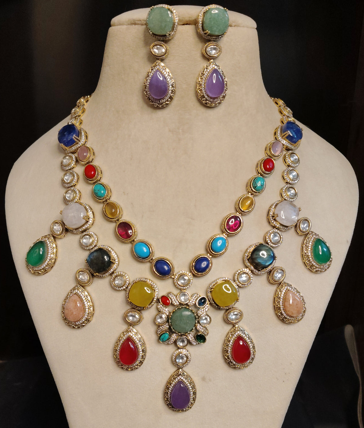 Long Multi Stone Moissanite Choker Necklace Statement Bridal Wedding Jewelry Roz Jewellers