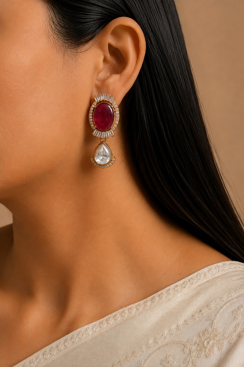 Areej Multicolor Kundan Choker with Teardrop Dangling Stones Roz Jewellers.