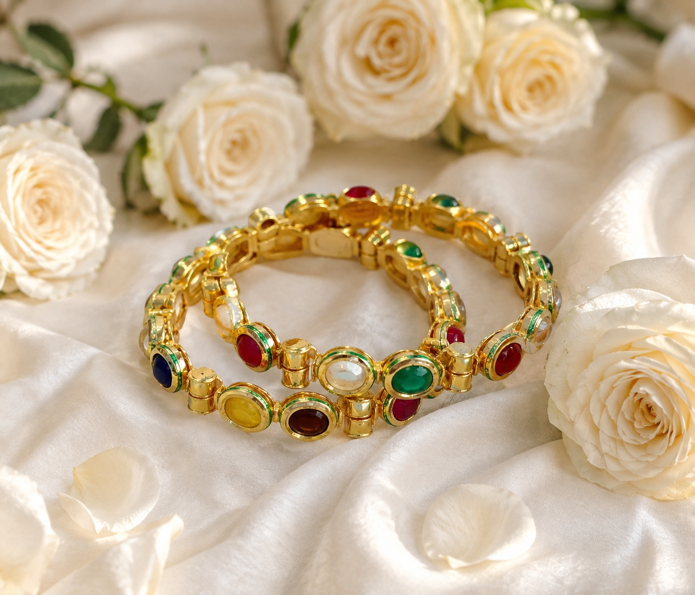 Multicolor Kundan Stone Bangles Design Roz Jewellers