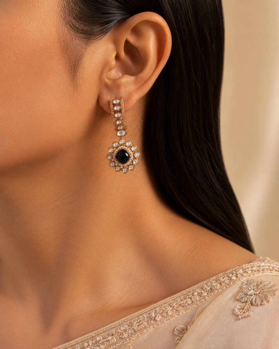 Maryam Dark Blue Kundan Choker Set Reception Jewelry Roz Jewellers.