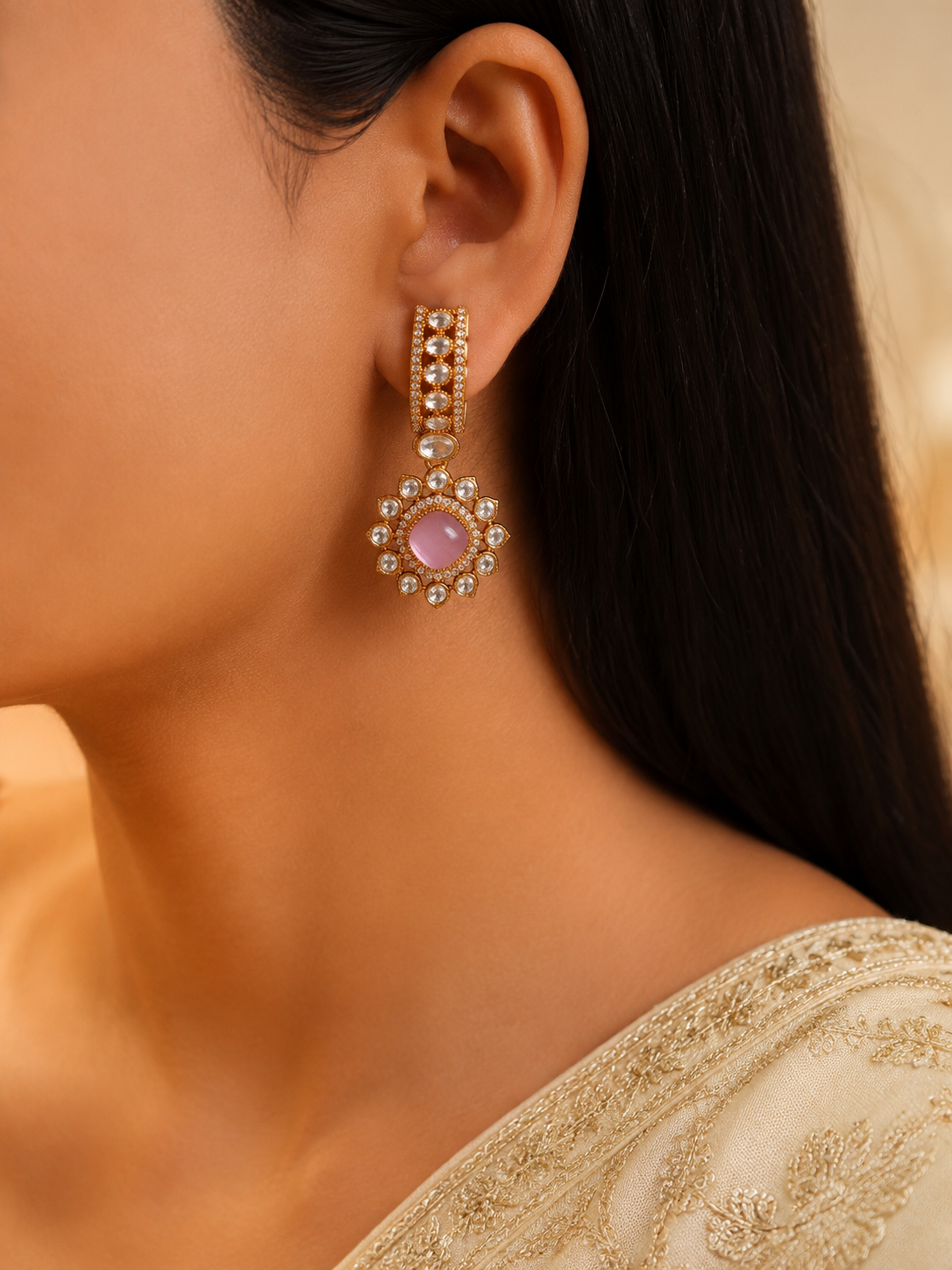 Alishba Pink Kundan Choker Necklace Set with Meenakari Accents Roz Jewellers.