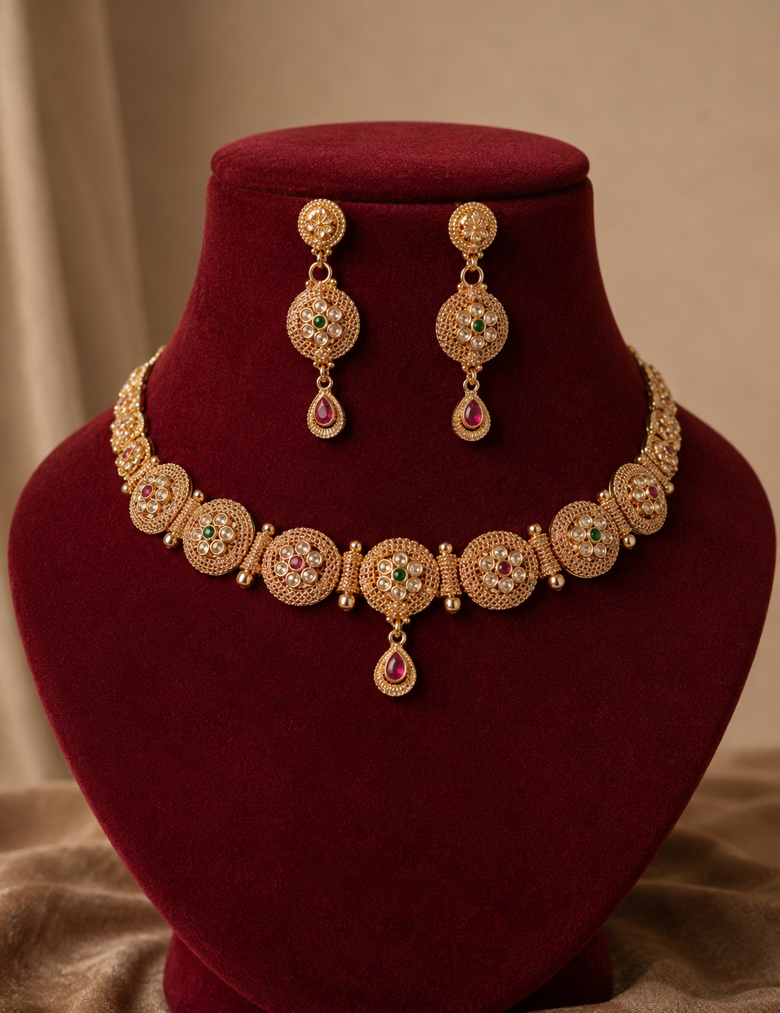 Ayesha Indian Pakistani Polki Bridal Jewelry Set Wedding Necklace Earrings for Women Gold Plated