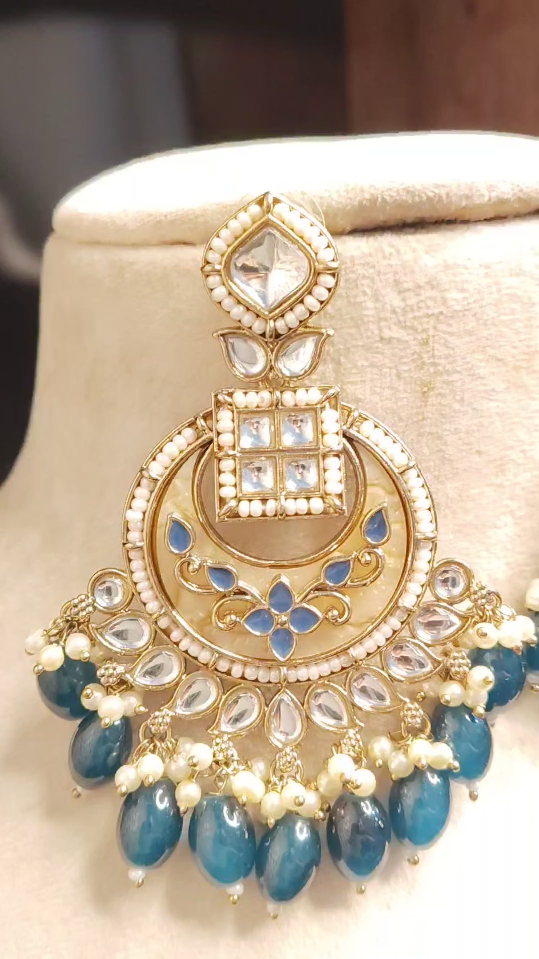 Sobia Pakistani Bridal Kundan Earrings Royal Antique Gold Bridal Statement Jewelry Roz Jewellers