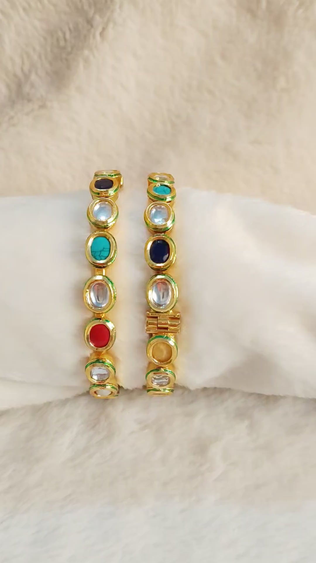 Multicolor Kundan Bridal Bangles Gold Tone Roz Jewellers