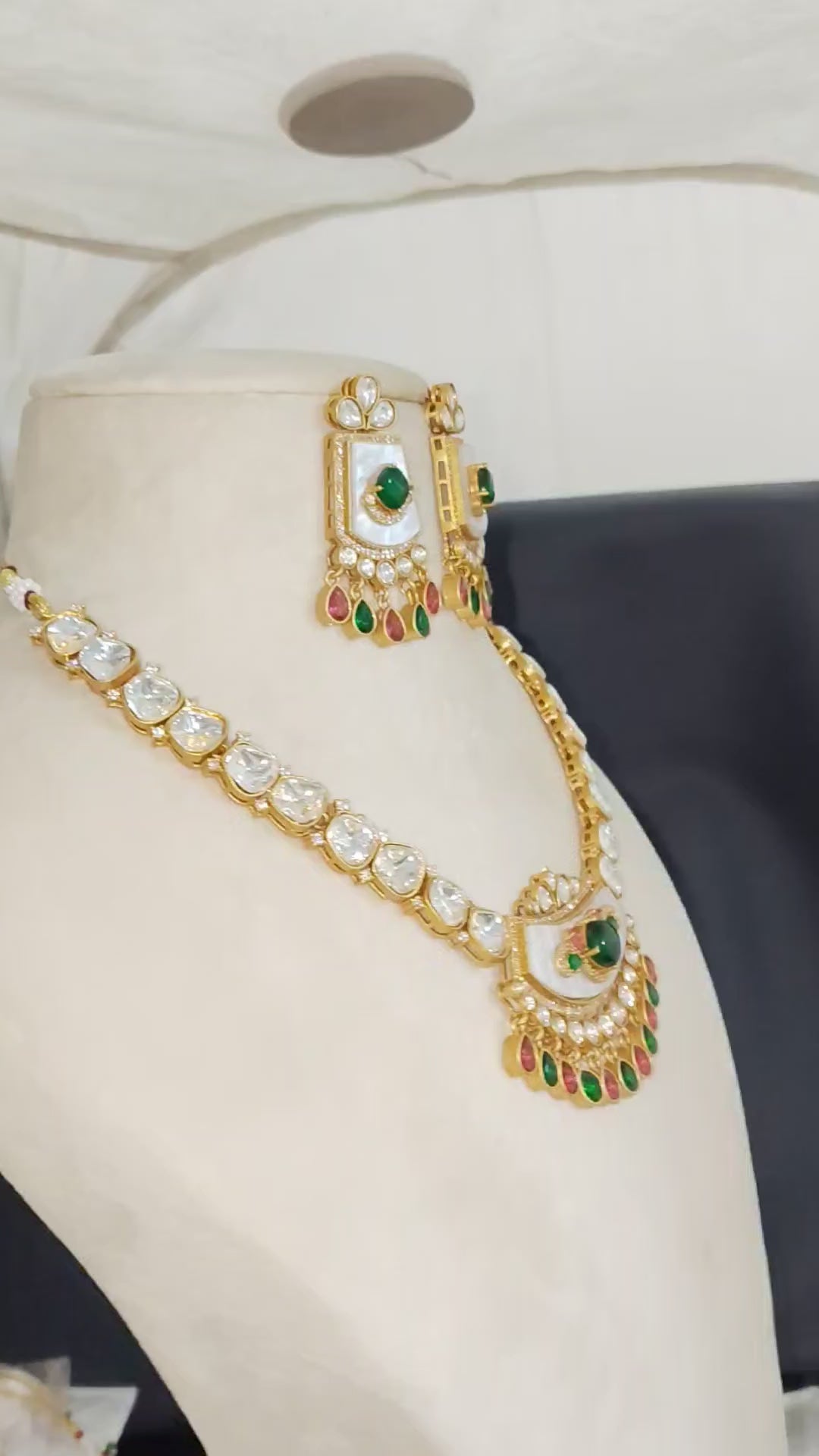 Traditional Indian Wedding Jewelry Sabyasachi Inspired Bridal Moissanite Necklace Set for Women
