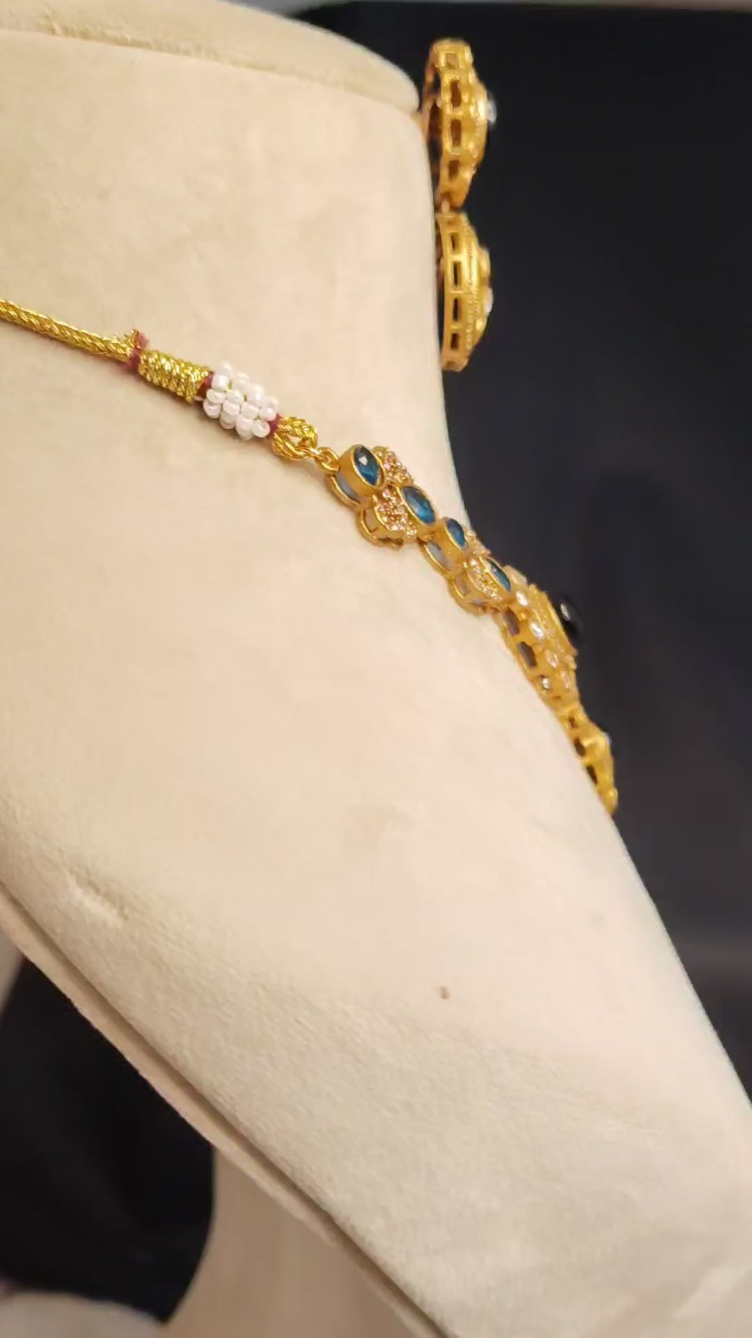 Anam Dark Blue Kundan Wedding, Reception Necklace Set Roz Jewellers.