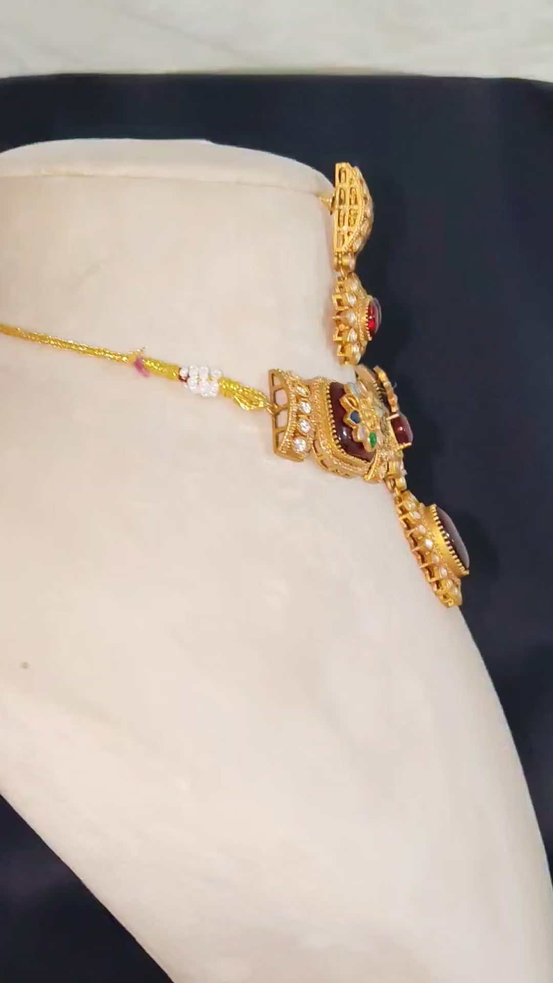 Abeer Maroon Kundan Choker Necklace Set Reception Jewelry Roz Jewellers.