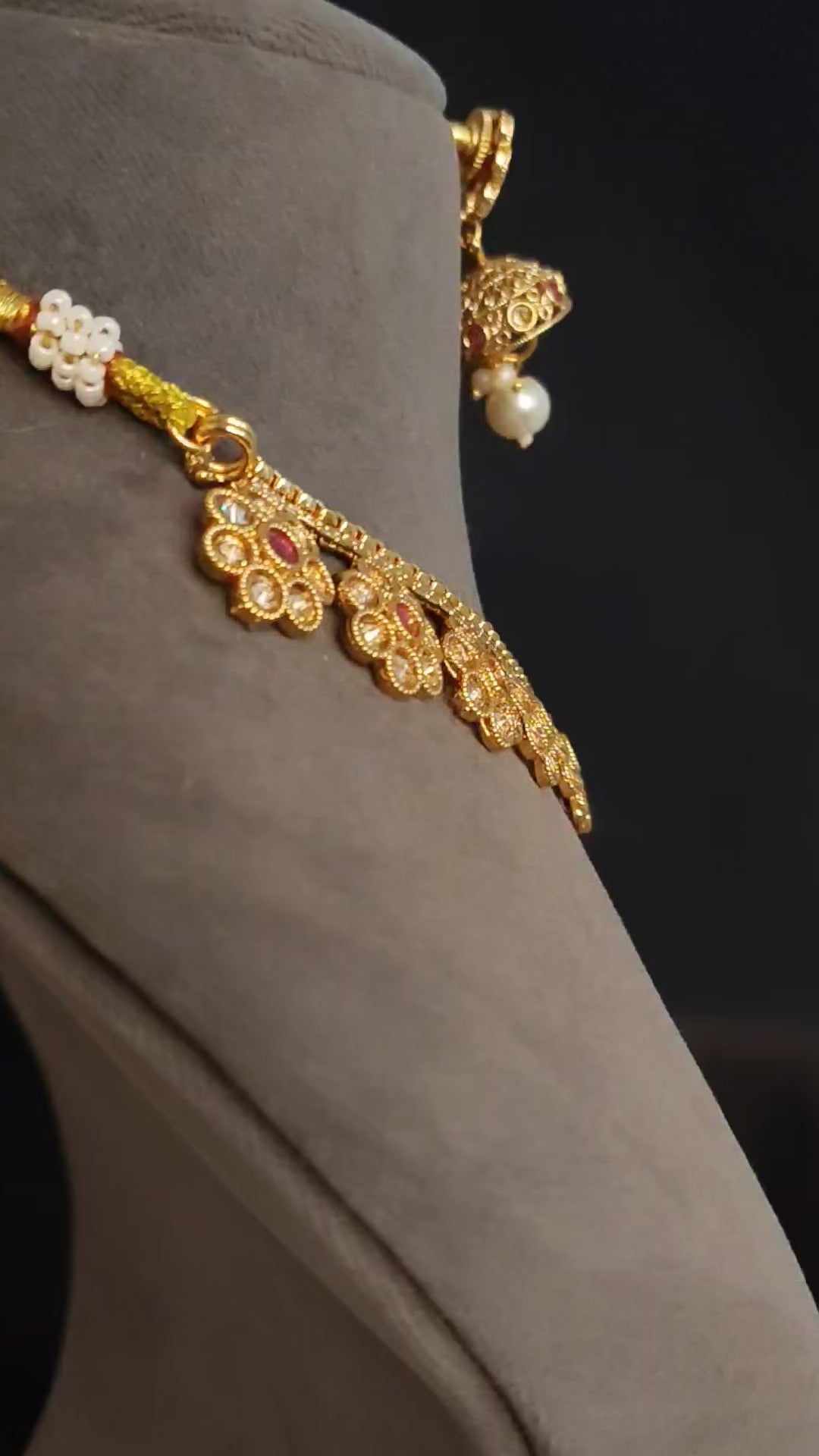 Ruqayyah Indian Pakistani Polki Bridal Jewelry Set Wedding Necklace Earrings for Women Gold Plated