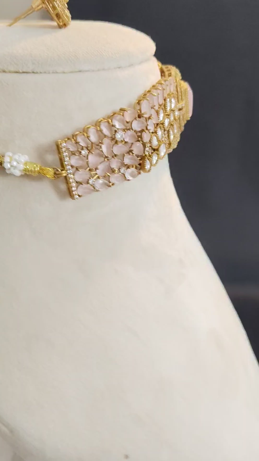 Hafsa Soft Pink Kundan Bridal Choker Set Roz Jewellers.