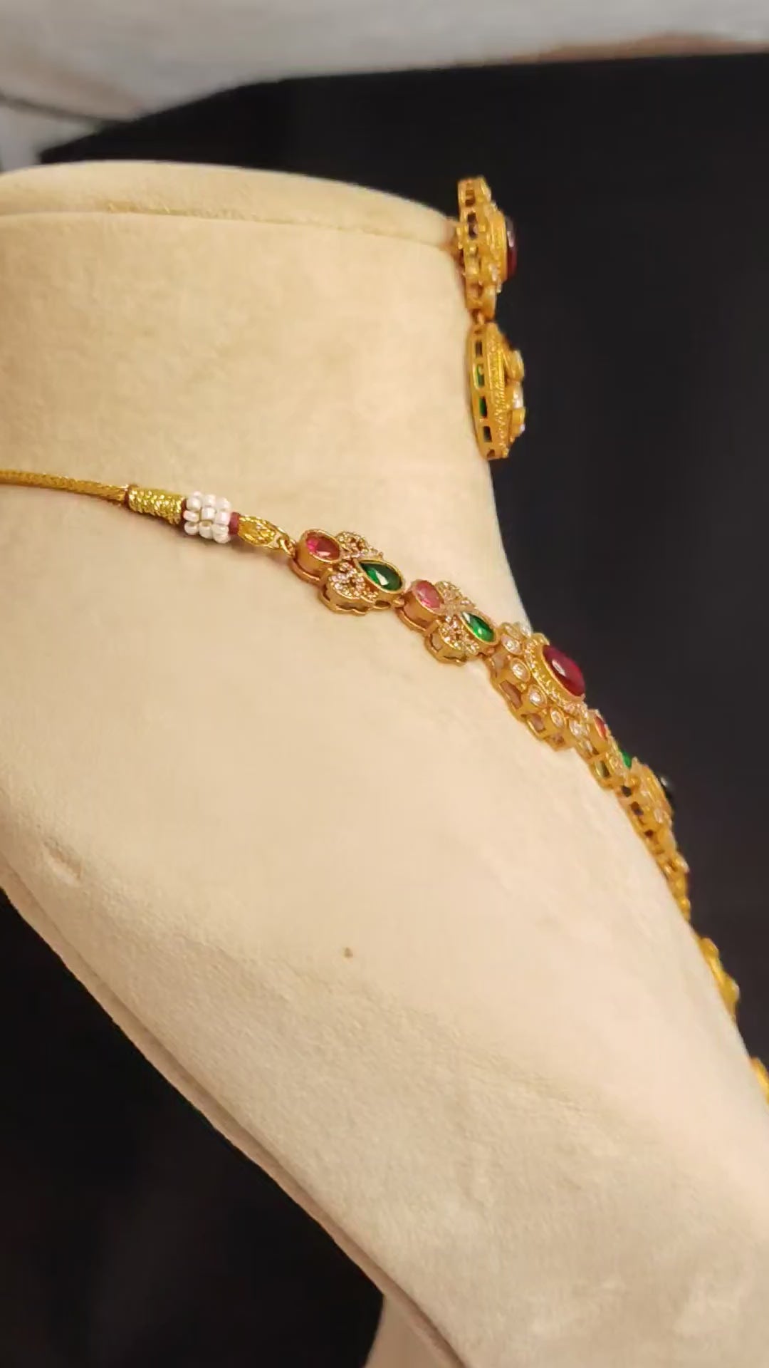 Farah Royal Ruby and Emerald Necklace Set of Kundan for Festive Roz Jewellers.