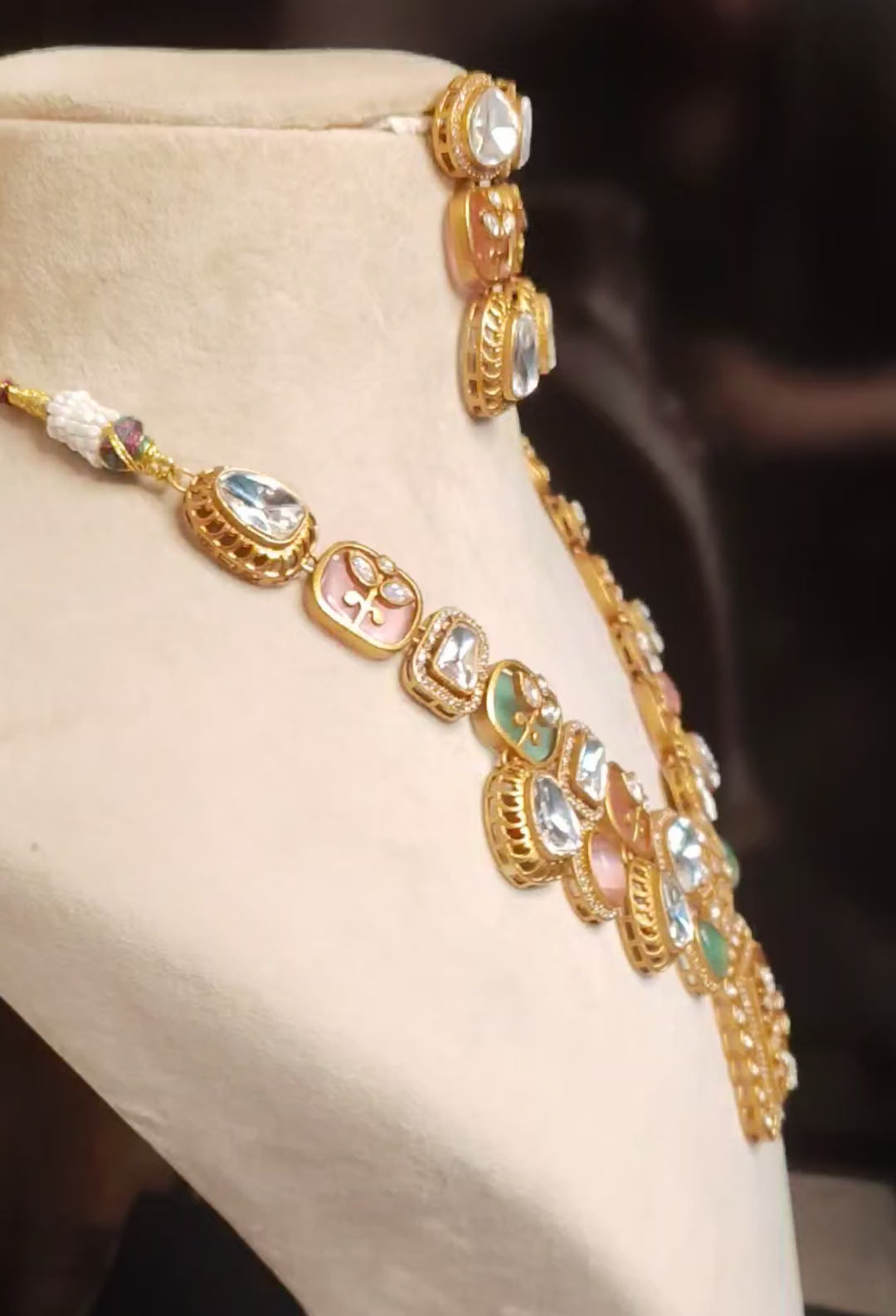 Zunaira Traditional Indian Aqua Kundan Inspired Necklace Set Roz Jewellers.