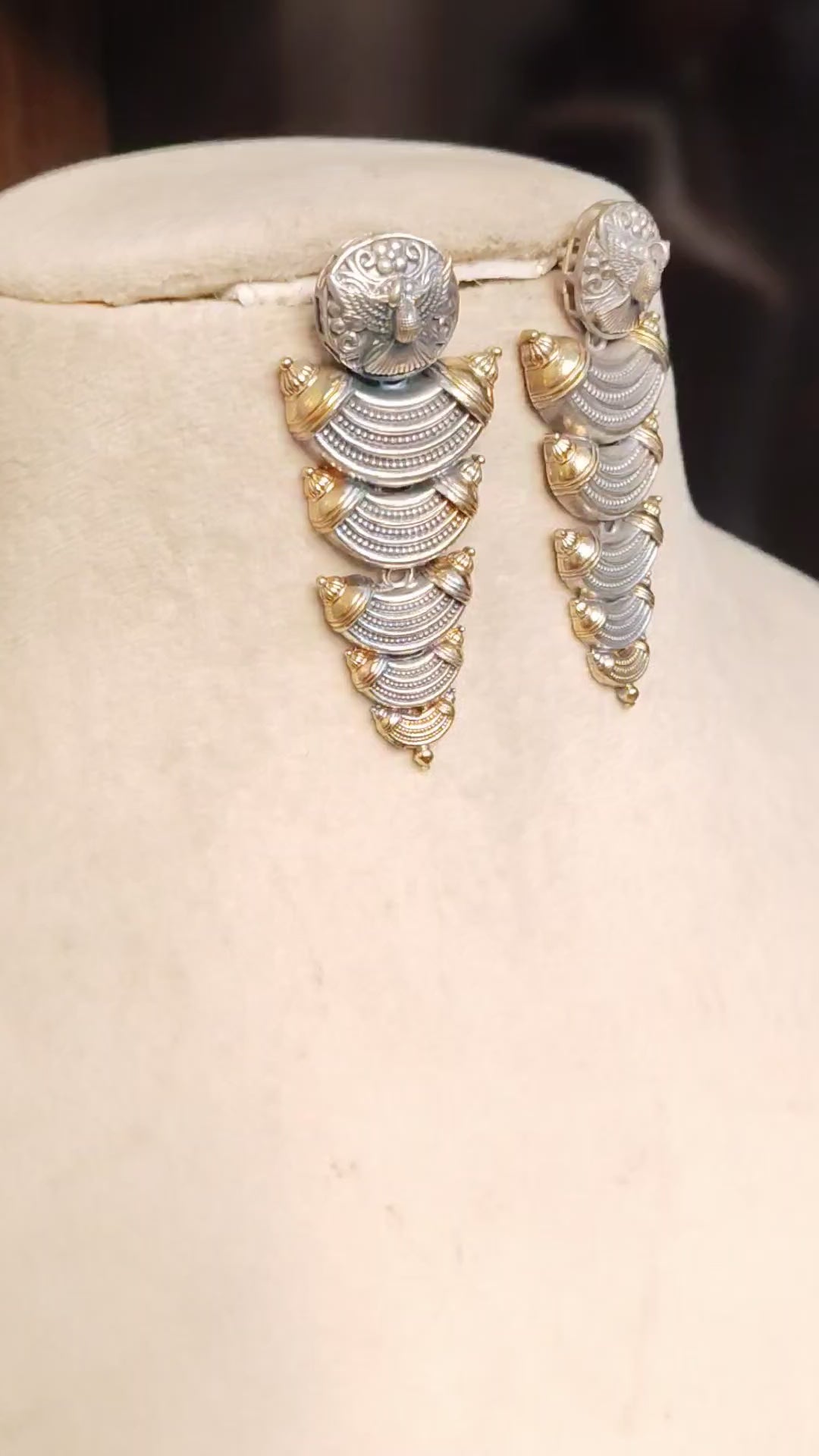Royal Peacock Oxidized Layered Statement Kundan Earrings Heritage Tribal Roz Jewellers.
