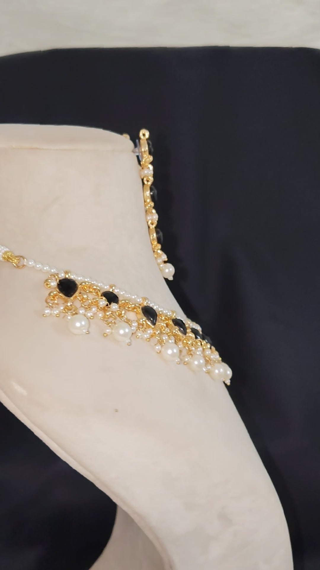 Kundan wedding necklace for women gold plated pearls black stones Mother Jewelry
