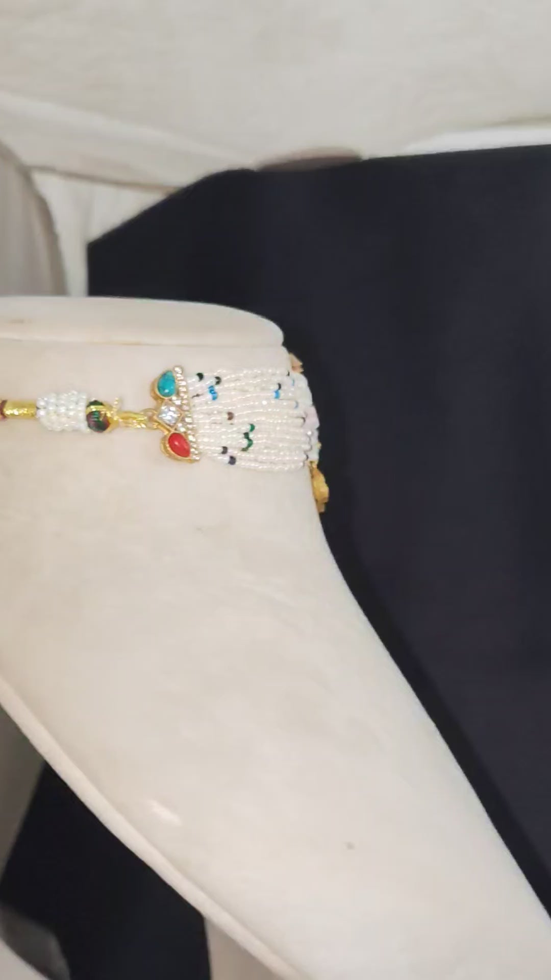 Amira Royal Multicolor Kundan Pearl Choker Necklace Set Roz Jewellers.
