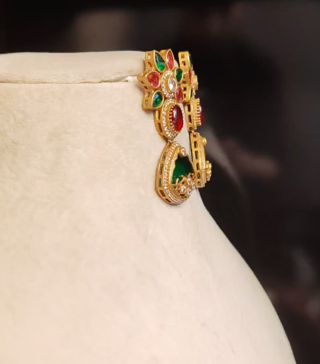 Meherin Indian Bridal Inlay Statement Earrings for Women Sabyasachi inspired