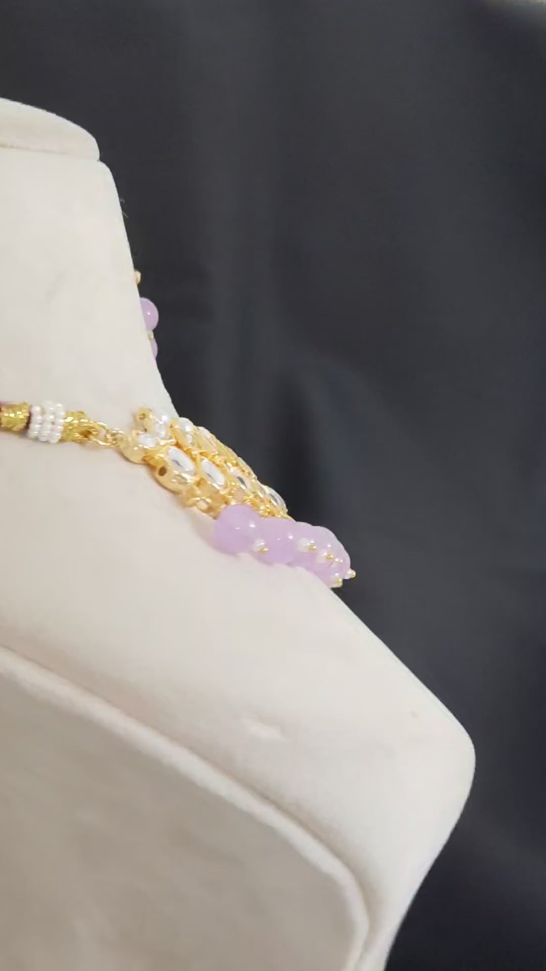 Royal Lavender Kundan Choker Necklace Set with Chandbali Earrings Roz Jewellers.